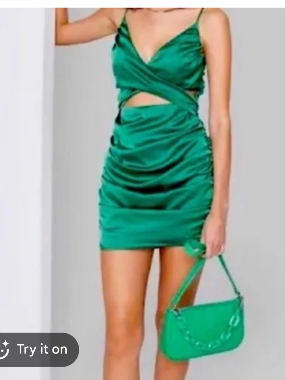 NWT LELE green satin dress